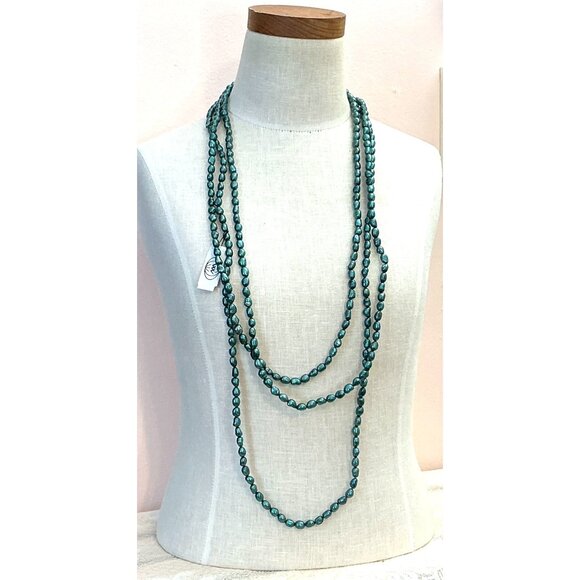 Green Freshwater Pearl Long Strand Necklace - Picture 3 of 3